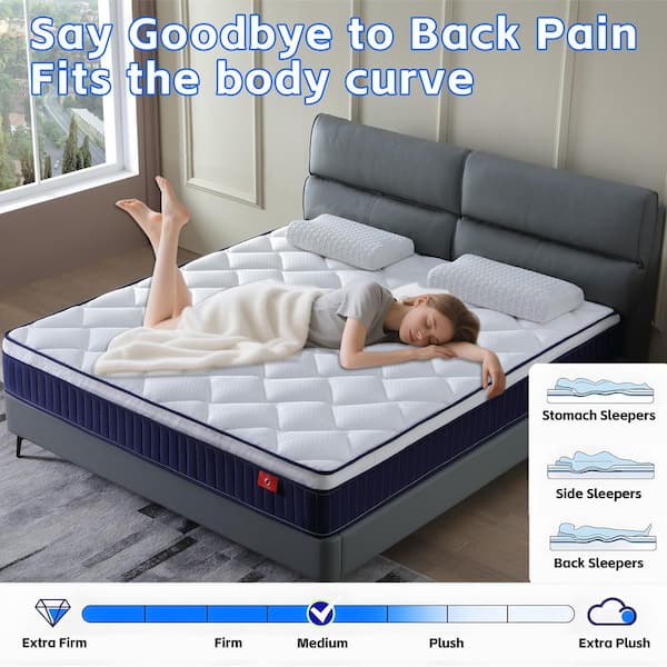 Queen Medium Firm 10 in. Hybrid Mattress, CertiPUR-US Memory Foam & Pocket Springs, Cooling Breathable Cover