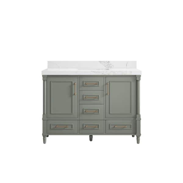 Willow Collections Hudson 48 in. W x 22 in. D x 36 in. H Single Sink Bath Vanity in Evergreen with 2 in. Calacatta Nuvo Qt. Top