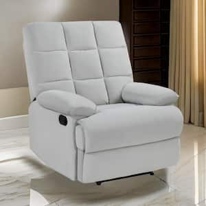 Light Gray Velvet Manual Recliner with Cushioned Seat