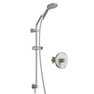 6-Spray Patterns 4 in. 1.8 GPM Round Single Wall Mount Adjustable Handheld Shower Head in Brushed Nickel(Valve Included)