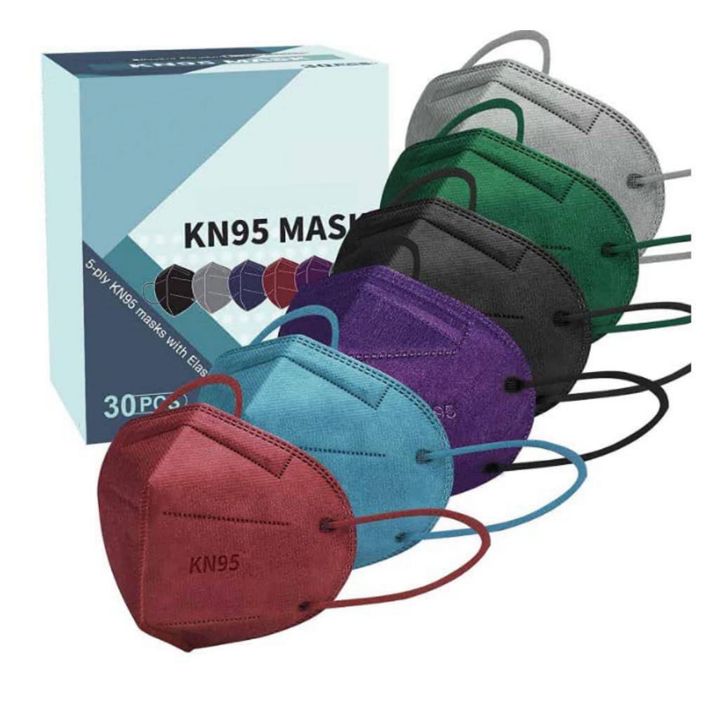 Dyiom KN95 Face Masks, 30 Packs Individually Wrapped 5-ply Colored KN95 ...