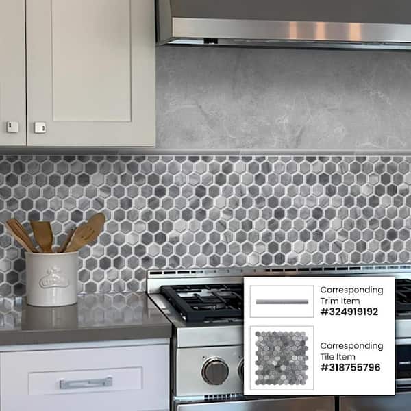 Apollo Tile Indigo Gray 12-in x 12-in Polished Natural Stone Marble Hexagon Patterned Floor and Wall Tile (4.88-sq. ft/ Carton)