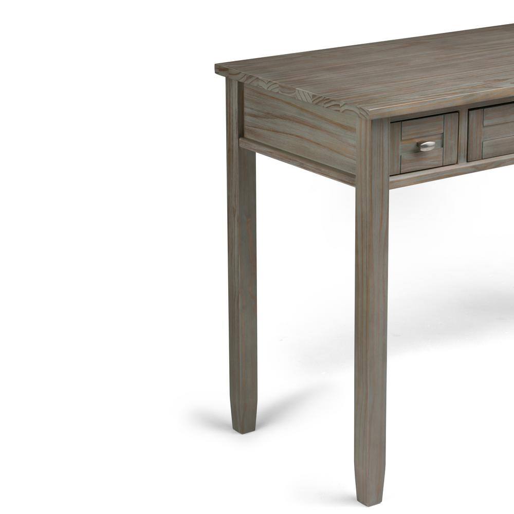 Distressed Grey Solid Wood Desk with Slide-Out Keyboard Tray