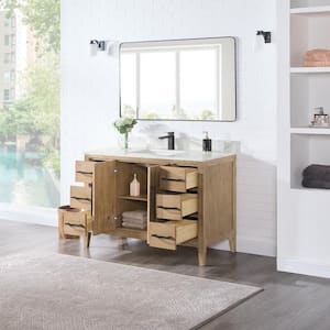 Laurel 48 in. W x 22 in. D x 34 in. H Single Sink Bath Vanity in Weathered Fir with White Quartz Top and Mirror