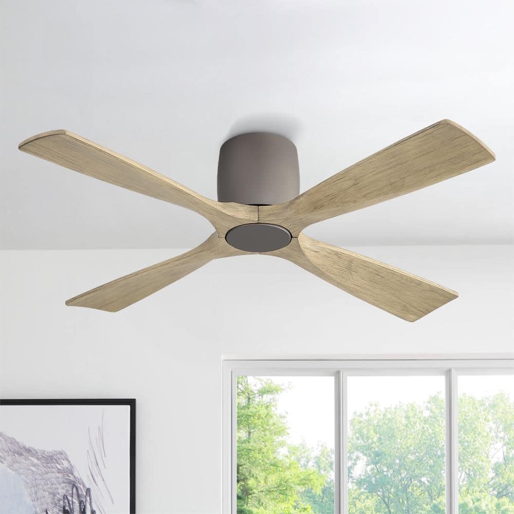 54 in. 4-Soild Wood Blades Dc Motor Indoor Flush Mount Standard Ceiling fan with Remote Gray price history on PriceWatchPro
