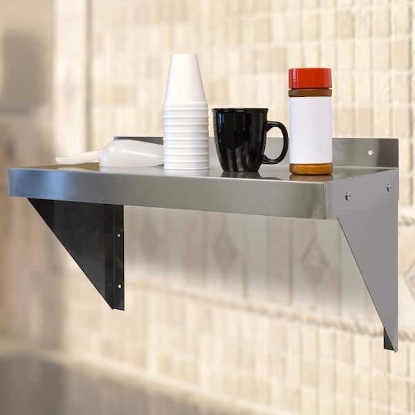 TRINITY Stainless Steel Stainless Steel Bracket Shelf 24-in L x 12-in D (2  Decorative Shelves) in the Wall Mounted Shelving department at