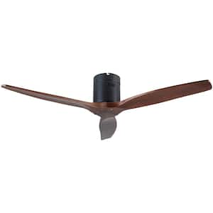 52 in. black YUHAO Farmhouse Rustic Ceiling Fan without Light - Matte Black with Solid Wood Blade