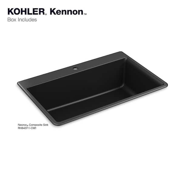KOHLER RH8437-1-CM1 Kennon 33 in. 1- Hole Undermount Single Bowl Granite Composite Kitchen Sink in Matte Black - 3