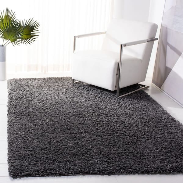 August Shag Charcoal 9 ft. x 12 ft. Solid Area Rug