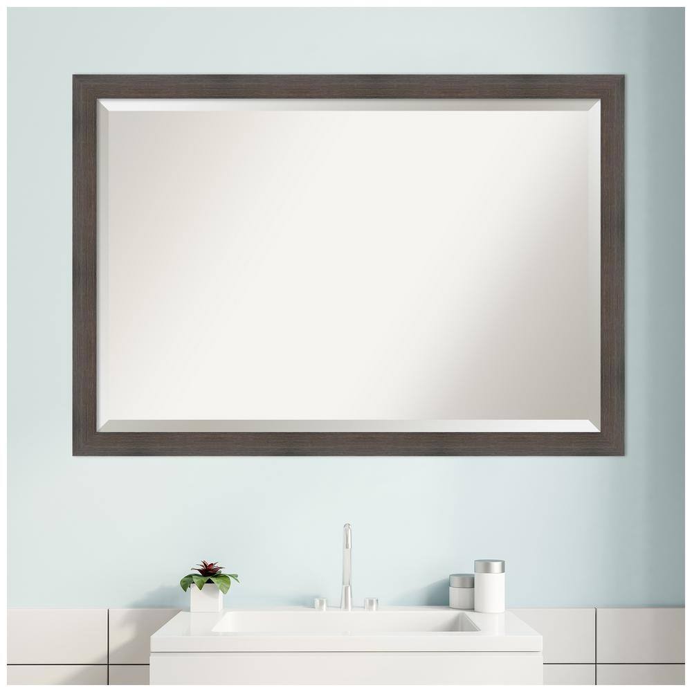 Hardwood Chocolate Rectangular Bathroom Vanity Wall Mirror