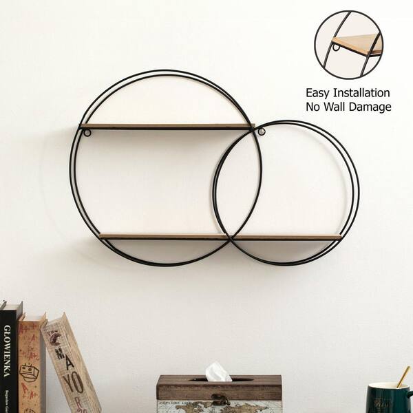 Vintiquewise Interlinked Round Wall-Mounted Shelf Sturdy Metal