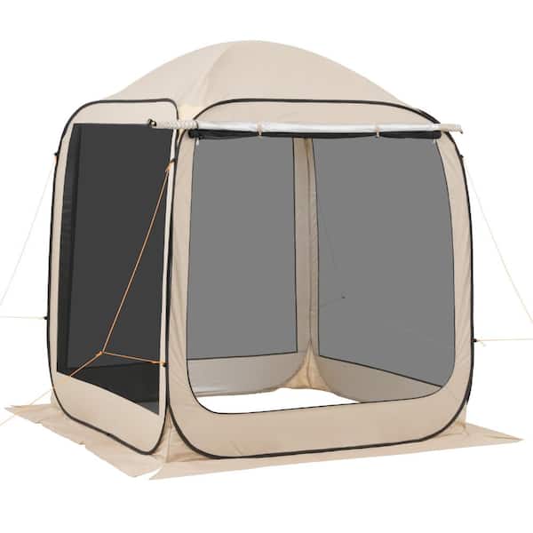 A Anleolife 6 x 6 ft Pop Up Screen Tent with Extended Awning