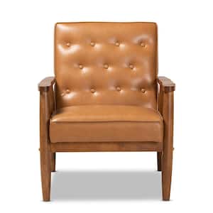 Sorrento Tan and Walnut Brown Lounge Chair