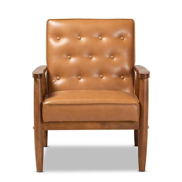 Baxton Studio Sorrento Tan and Walnut Brown Lounge Chair 175 10977