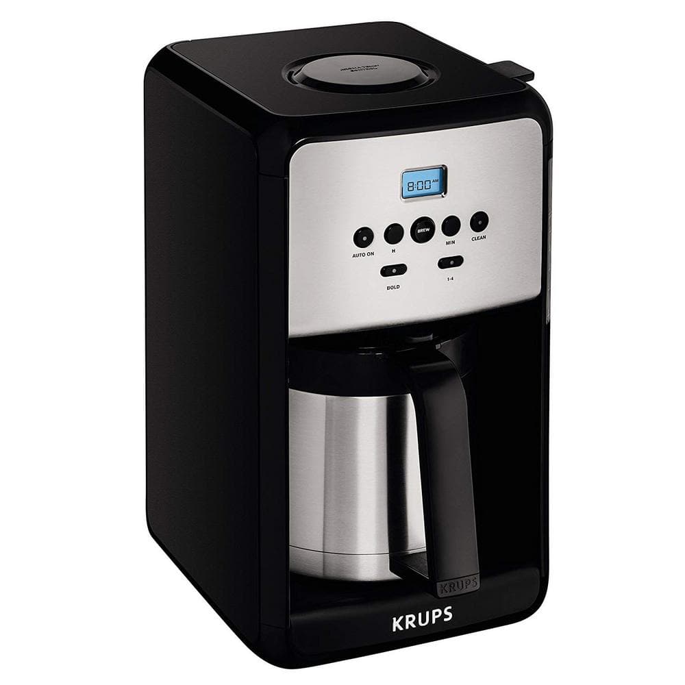 Krups 950 W 12 Cup Black Stainless Programmable Drip Coffee Maker with ...