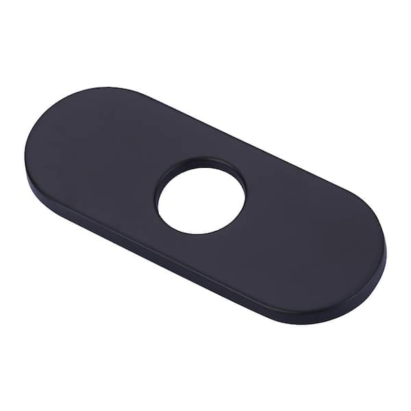 WOWOW 6.3 in. x 2.56 in.x 0.71 in. Stainless Steel Kitchen Sink Faucet Hole Cover Deck Plate Escutcheon in Matte Black