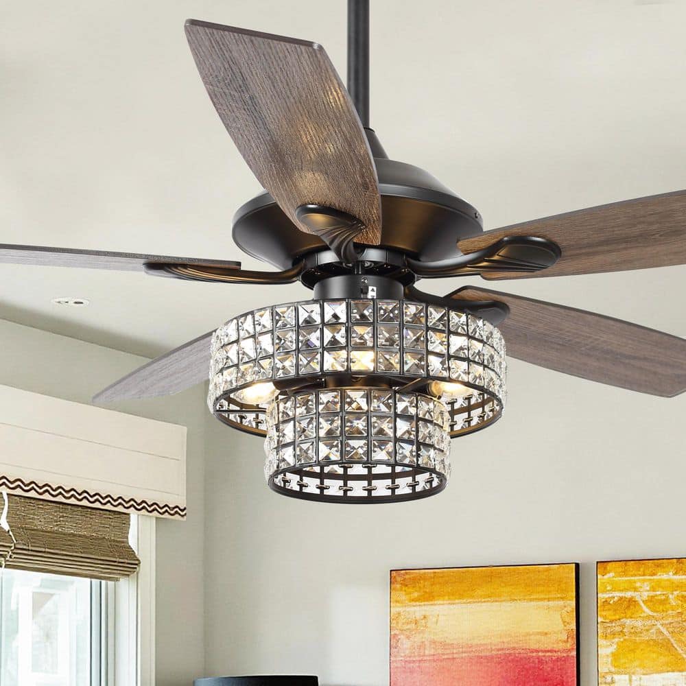 Parrot Uncle Rafferty 52 in. Modern Indoor Black Dual Crystal