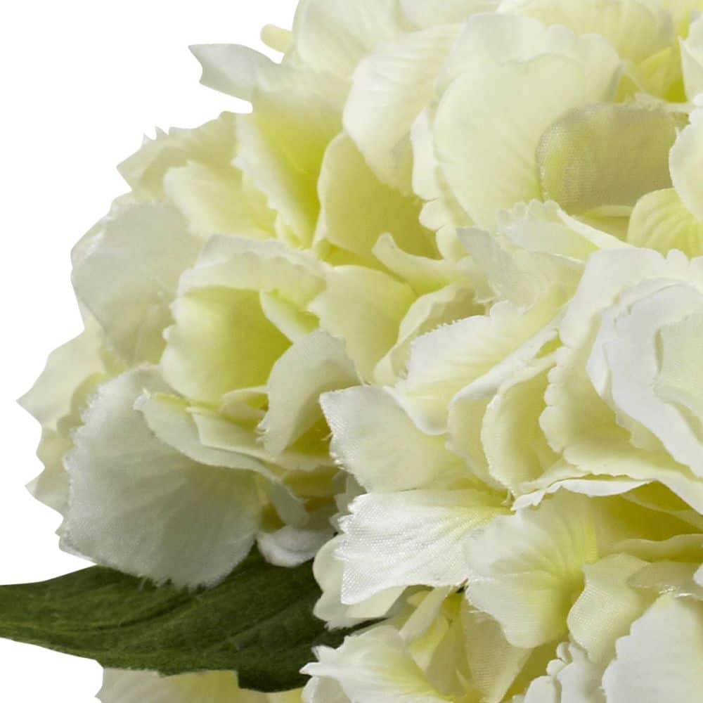 Cream Silk Hydrangea Arrangement with Glass Vase