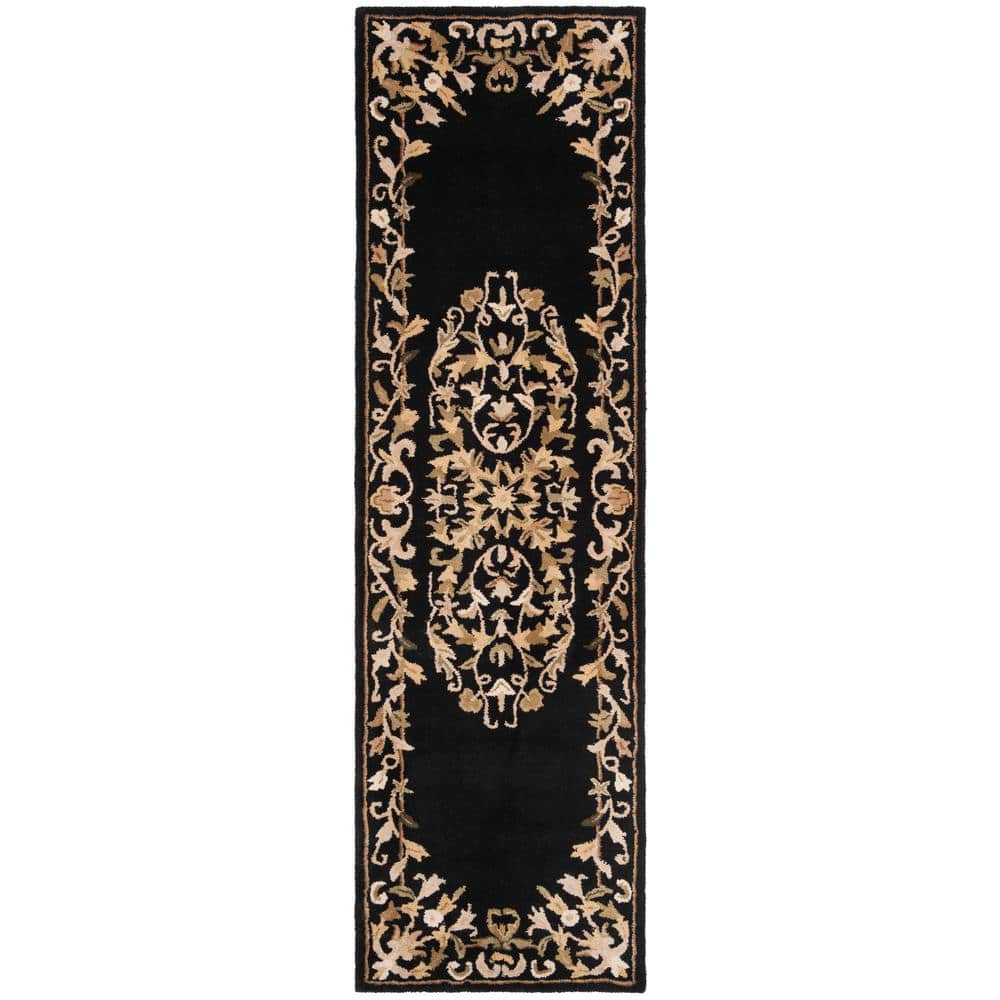 SAFAVIEH Heritage Black 2 ft. x 10 ft. Border Runner Rug HG640B-210 ...