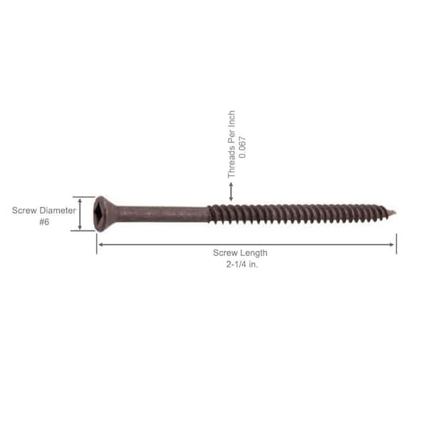 #6 x 2-1/4 in. Phosphate Coated Square Drive Flat Undercut Trim Head Drywall Screws 1 lb. Box