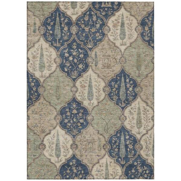 Chantille Machine Washable Indoor/Outdoor Abstract ACN3018 Navy 10 ft. x 14 ft. Area Rug