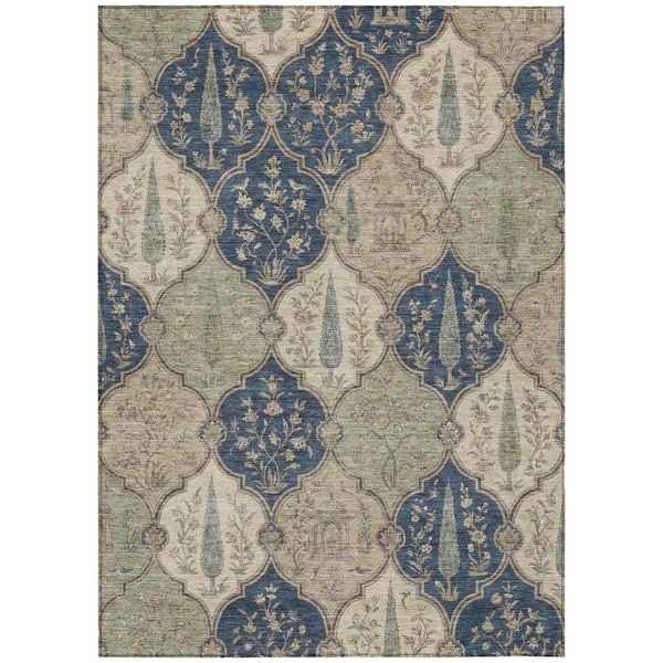 Chantille Machine Washable Indoor/Outdoor Abstract ACN3018 Navy 5 ft. x 7 ft. 6 in. Area Rug