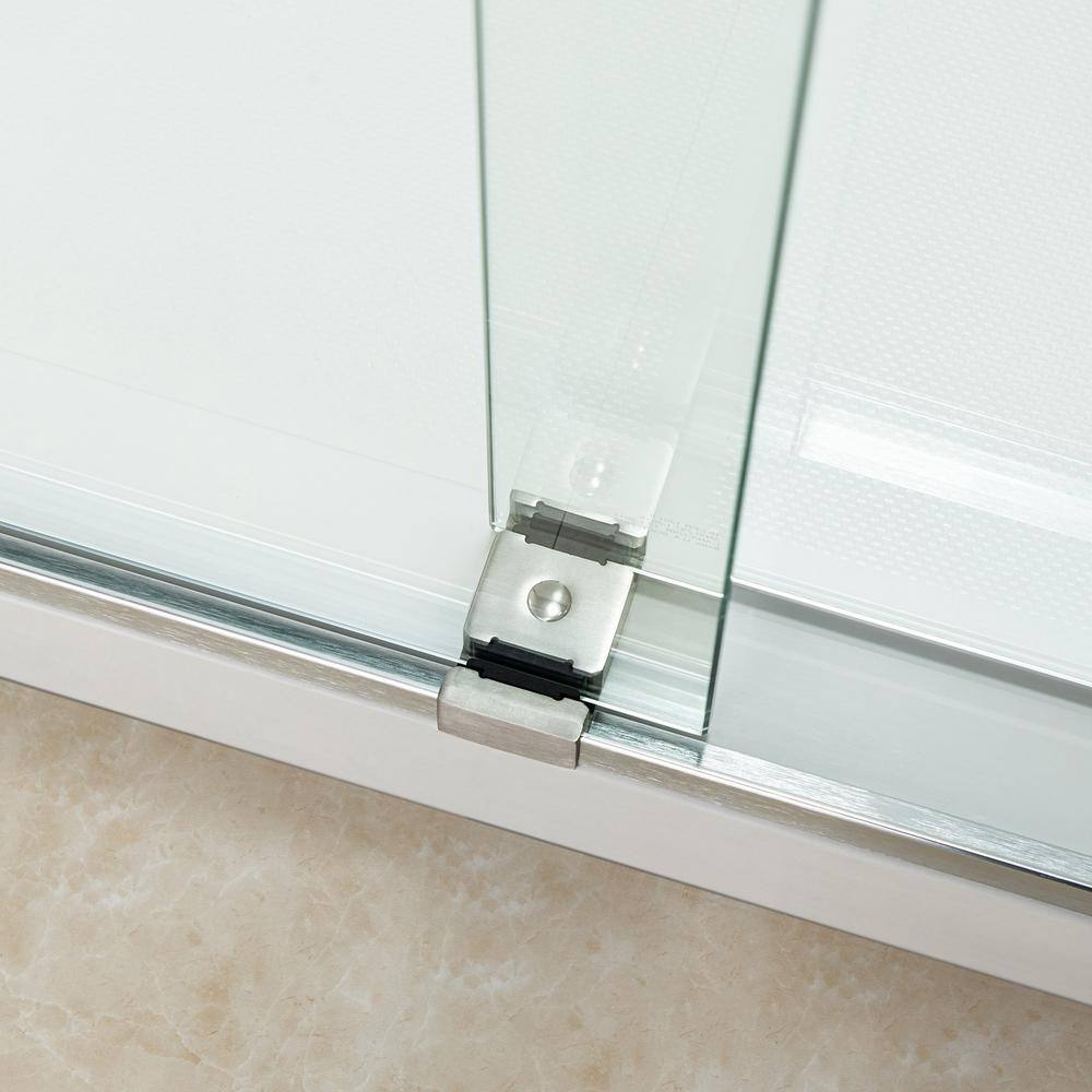 60" Brushed Nickel Frameless Sliding Shower Door with Clear Glass