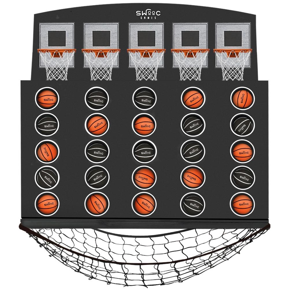 Low Post Line-Up Wall Mounted Giant Basketball 4 in. a Row w/5+Games Basketball Hoop For Room Wall Games Mini Hoop