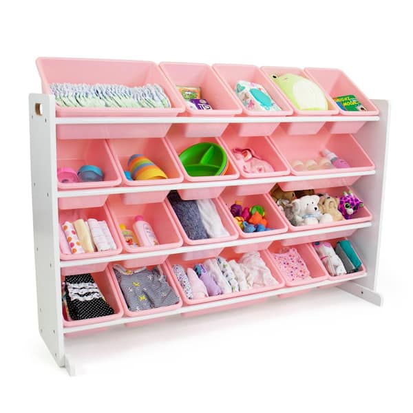 Humble Crew 12 Bin Toy Storage Organizer, White/Pink - Yahoo Shopping