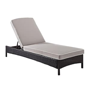 Palm Harbor Wicker Outdoor Chaise Lounge with Grey Cushions