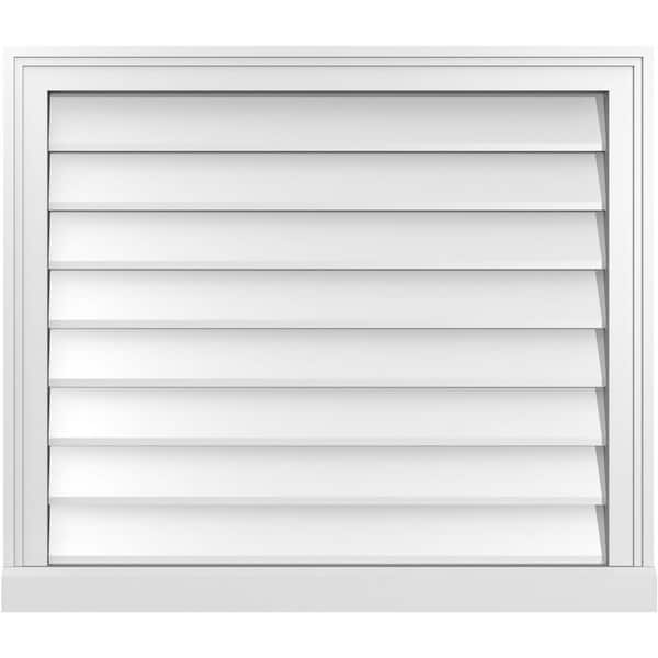 Ekena Millwork 30" x 26" Rectangular White PVC Paintable Gable Louver Vent Non-Functional
