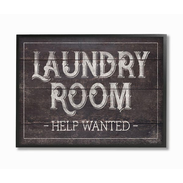 Stupell Industries 16 in. x 20 in. "Laundry Room Bathroom Wood Textured Word" by Gigi Louise Framed Wall Art