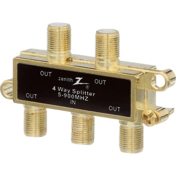 Zenith 3-Way 900MHz Coaxial Splitter in Gold