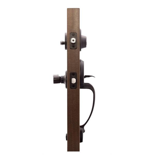 Mid Century Modern Tuscan Bronze Door Handleset with Right Hand Scandinavian Lever Trim