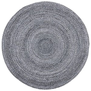 Braided Charcoal 3 ft. x 3 ft. Gradient Solid Color Round Area Rug