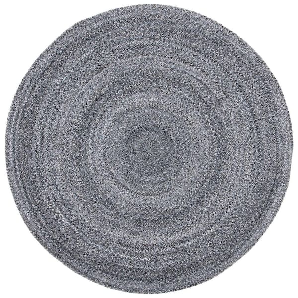 SAFAVIEH Braided Charcoal 3 ft. x 3 ft. Gradient Solid Color Round Area Rug