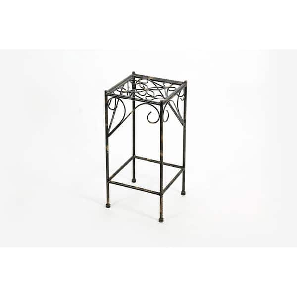 ORE International 21.06 in. Medium Celtic Clover Square Black/Gold Cast Metal Plant Stand