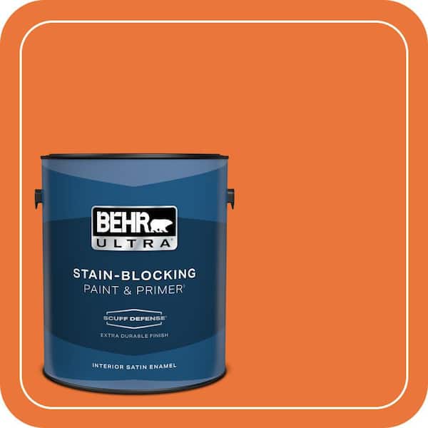 BEHR ULTRA 1 gal. Home Decorators Collection #HDC-MD-27 Tart Orange Extra Durable Satin Enamel Interior Paint & Primer