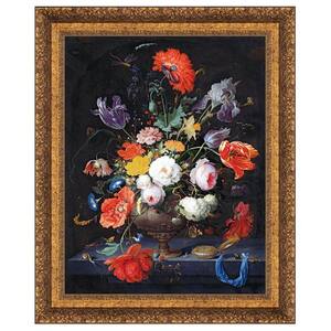 Still Life with Flowers and a Watch, 1679 by Abraham Mignon Framed Nature Oil Painting Art Print 19 in. x 16 in.