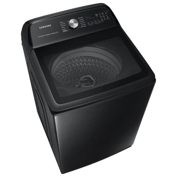 Samsung 5 1 Cu Ft Smart High Efficiency Top Load Washer With Agitator Activewave And Super Speed In Brushed Black Energy Star Wa51a5505av The Home Depot