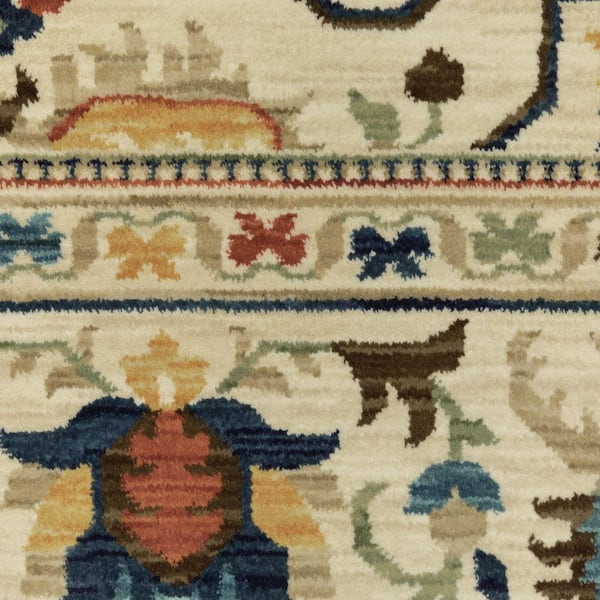 10 ft. x 13 ft. Ivory, Black Oriental Washable Area Rug
