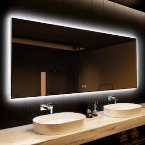60 in. W x 36 in. H Rectangular Frameless LED Light with 3-Color and Anti-Fog Wall Mounted Bathroom Vanity Mirror