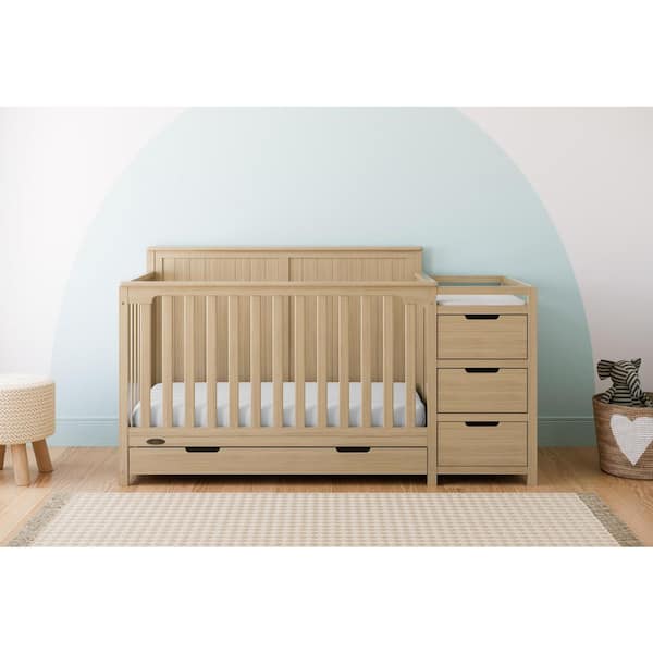 Hadley Driftwood 5-in-1 Convertible Crib and Changer with Drawer