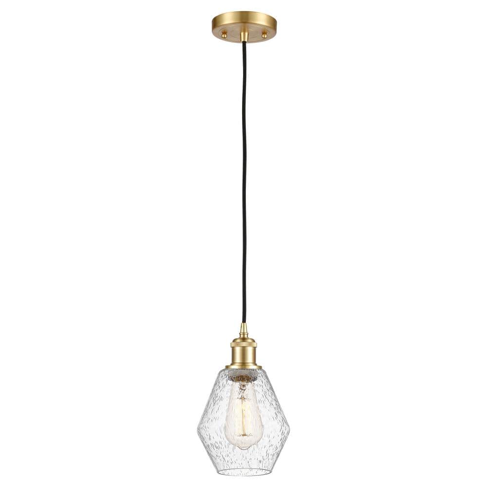Cindyrella 100-Watt 1-Light Satin Gold Standard Mini Pendant Light with Seeded Glass Shade, No Bulbs Included price history on PriceWatchPro