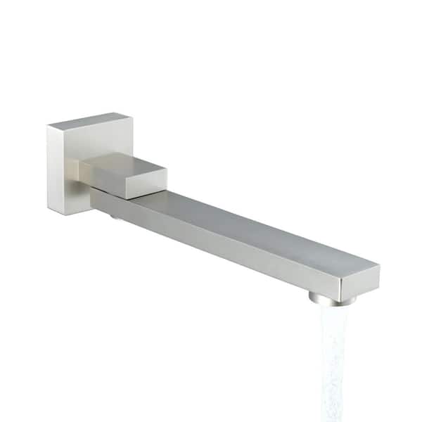 10 in. Foldable Rectangular Wall-Mount Tub Spout in Brushed Nickel