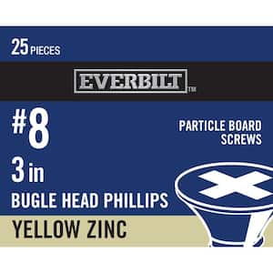 #8 x 3 in. Coarse Zinc-Plated Phillips Bugle Head Wood Screws (25 per Pack)