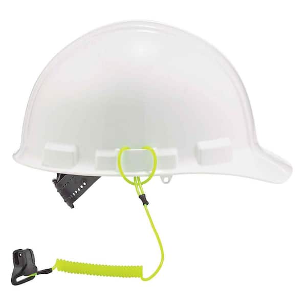 Squids Lime Coil Hard Hat Lanyard with Clamp