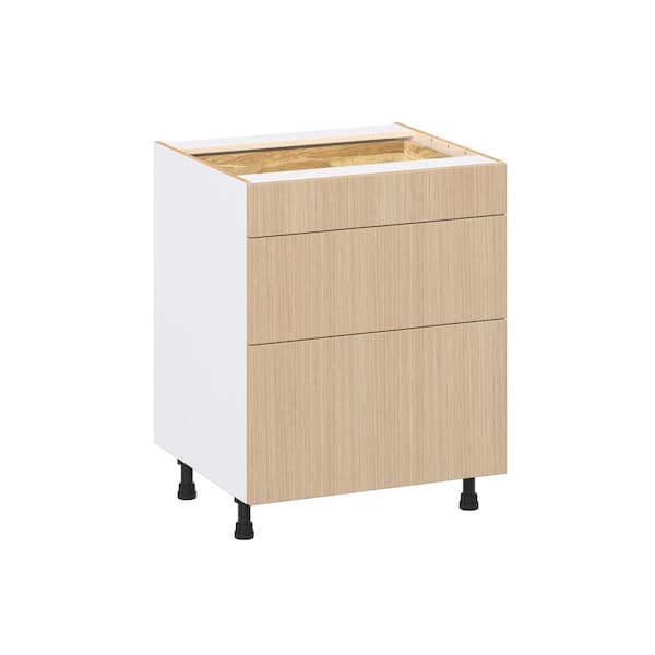 Timberline 27 in. W x 24.5 in. D x 34.5 in. H Assembled Shaker Drawer Base Kitchen Cabinet in Mojavi Oak with 3-Drawers