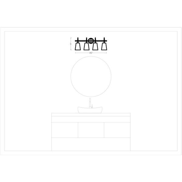 Generation Lighting - Driscoll 30 in. 4-Light Contemporary Modern Satin Brass Wall Bathroom Vanity Light with White Glass and LED Bulbs