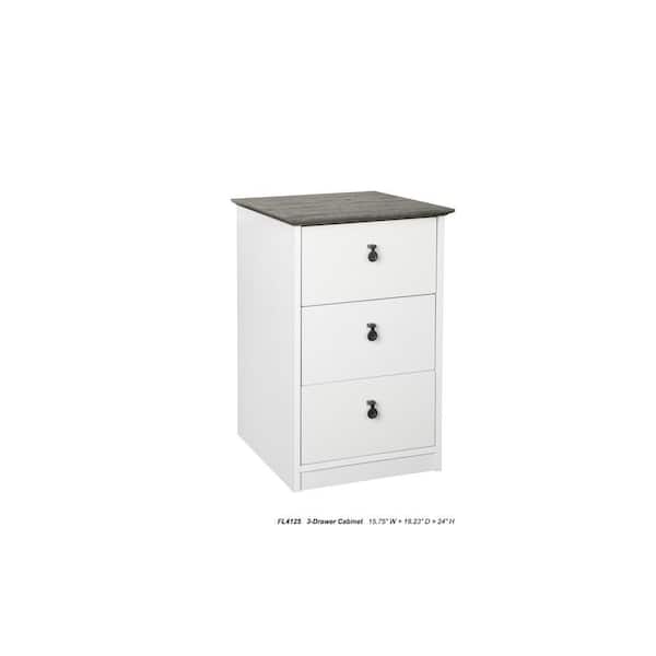 Finley White/Gray Oak 3-Drawer Lateral File Cabinet